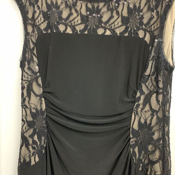 R&M Richards size 12 Petite sleeveless black formal dress - Picture 3 of 9